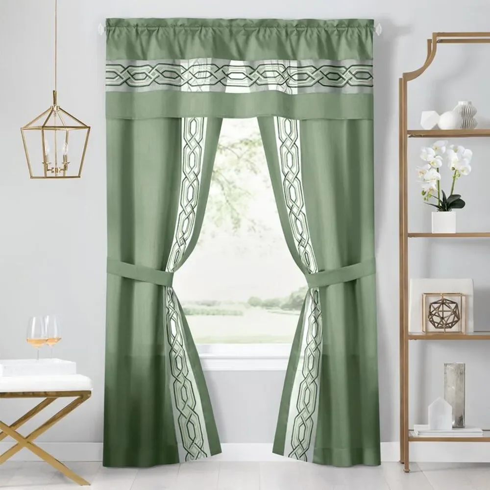 PowerSellerUSA Crisp & Clean Minimalist Two-Tone Window Curtain Set with